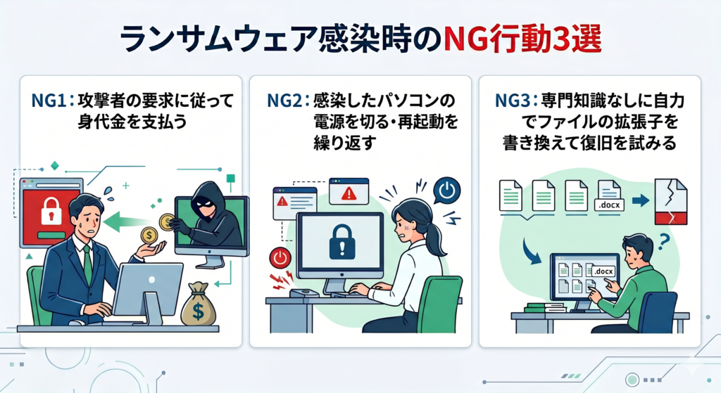 ランサムウェア感染時のNG行動3選